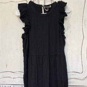 Black Flutter Sleeve Tiered Dress Universal Thread